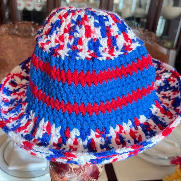NEW- Handmade Red, White & Blue Bucket Hat for Patriot Day/ Sun Hat. Adult Size - Picture 13 of 13